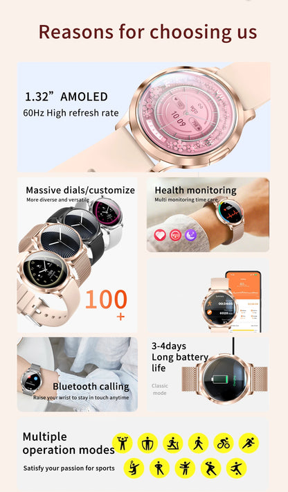 New Smart Watch For Women Gift 1.32 Inch Full Touch Screen