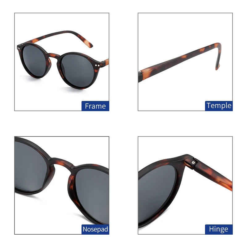 Retro Small Round Polarized Sunglasses Men Women Lightweight