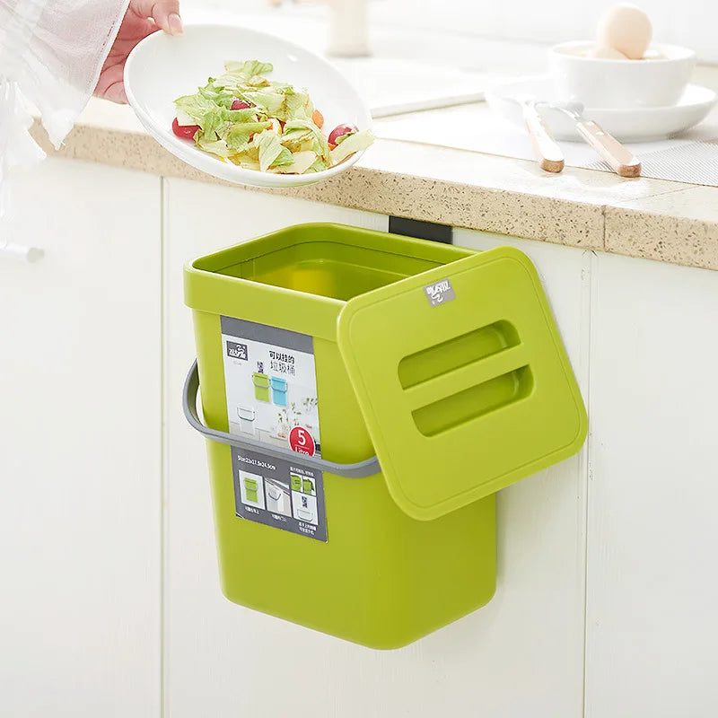 Green Trash Can Odorless Food Waste Container Wall Mounted