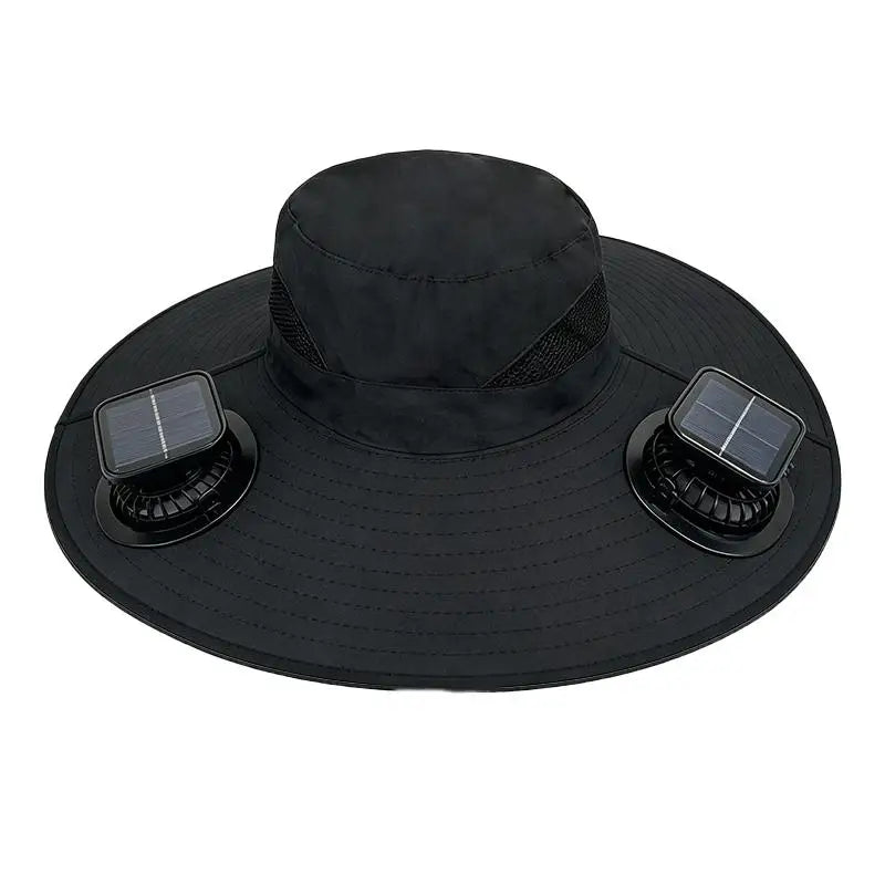 Large Size Quick Dry Bucket Hat With Solar Powered Fan USB Charging