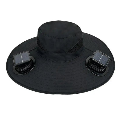 Large Size Quick Dry Bucket Hat With Solar Powered Fan USB Charging