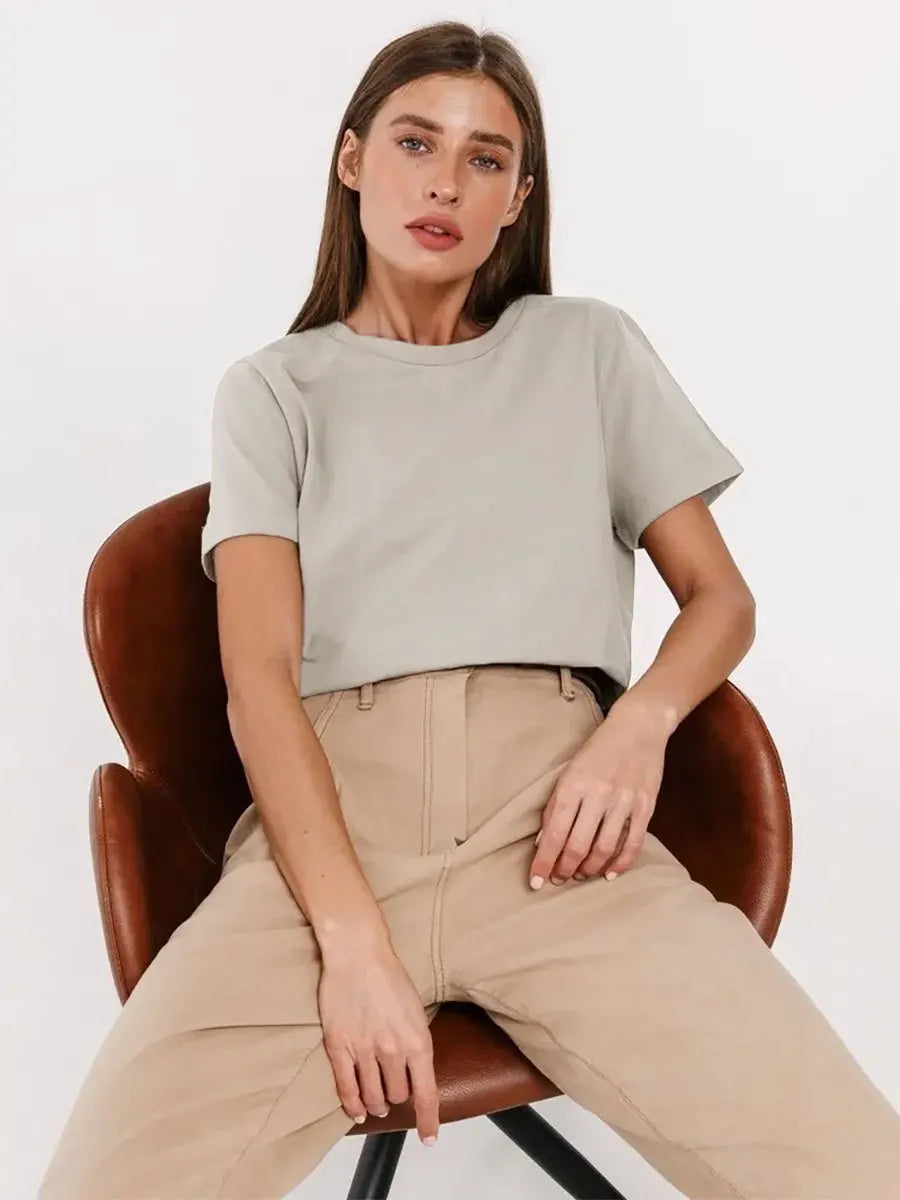 Bornladies Summer 100% Cotton Women's T-shirt Bottoming Tops