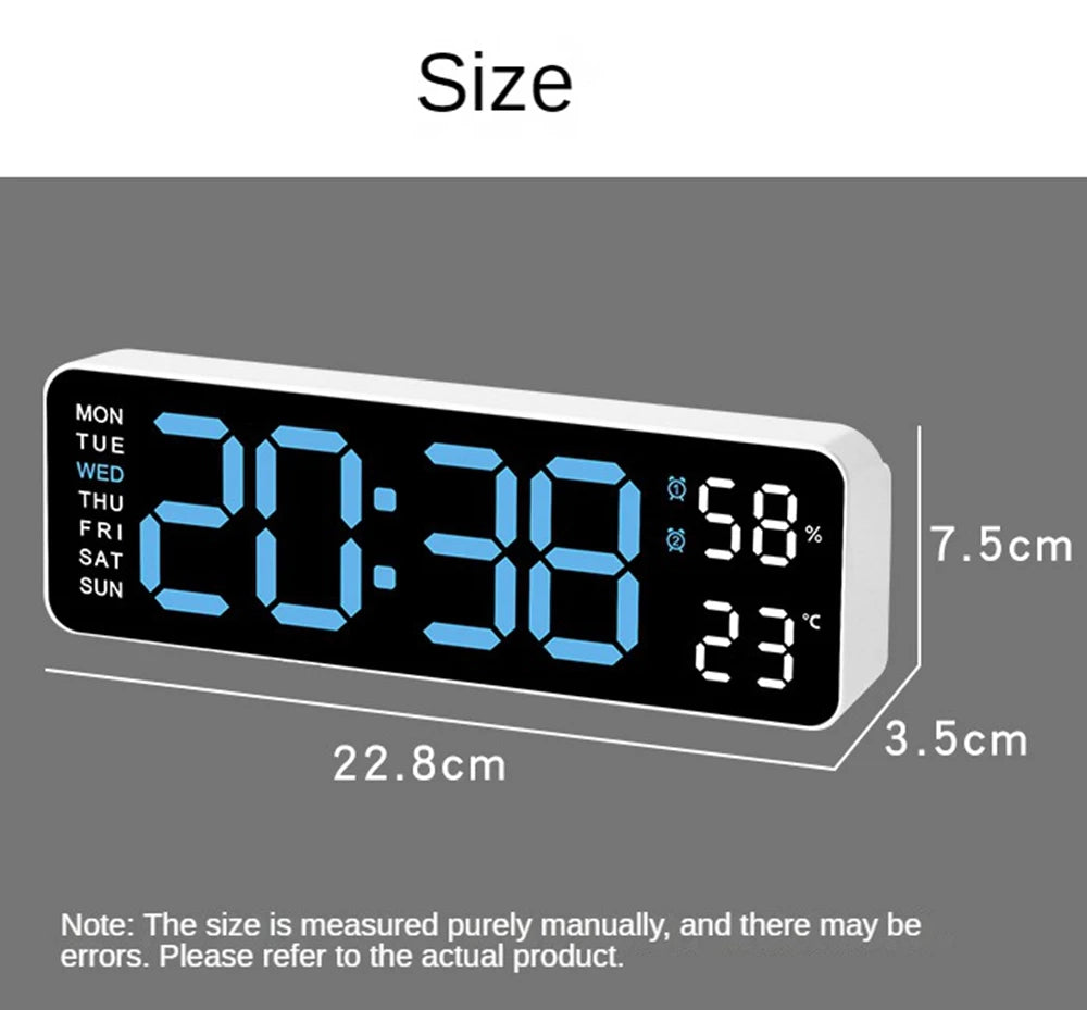 Large Digital Wall Clock Temperature and Humidity