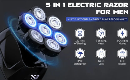 Electric Shaver for Men 7D Magnetic Floating Wet/Dry Head Razor