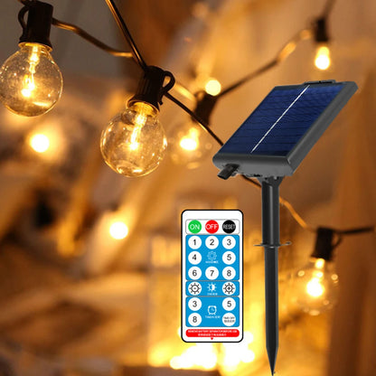 Solar G40 Outdoor String Lights with Remote Controls LED Decor