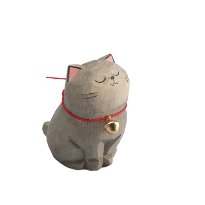 Cute Cat Animals Figurine Decorative Wooden Ornament