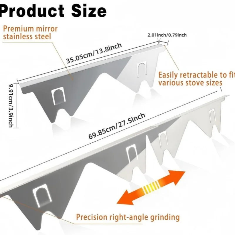 Stove Gap Covers Stainless Steel, Stove Gap Filler Extendable
