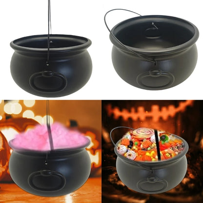 Black Cauldron Kettle Bucket Witches Sweets Candy Bowl for Halloween