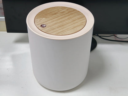 7L Round Imitation Wood Grain Trash Can Press Type Garbage