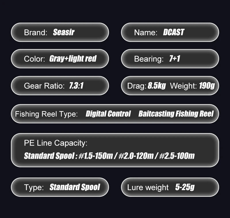 SEASIR DCAST DC Baitcasting Fishing Reel Digital Control