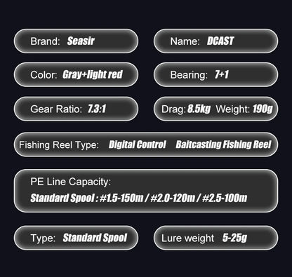 SEASIR DCAST DC Baitcasting Fishing Reel Digital Control