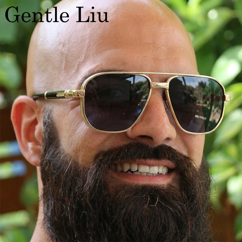 Square Punk Metal Frame Sunglasses Men Luxury Designer