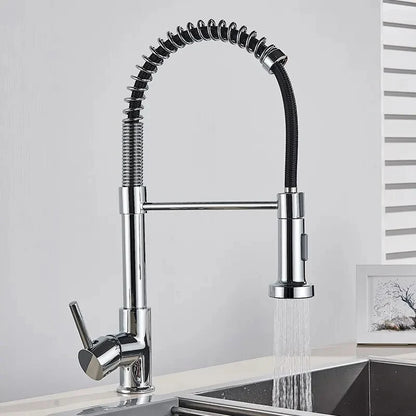 Spring Style Kitchen Faucet Brushed Nickel Faucet Pull Out