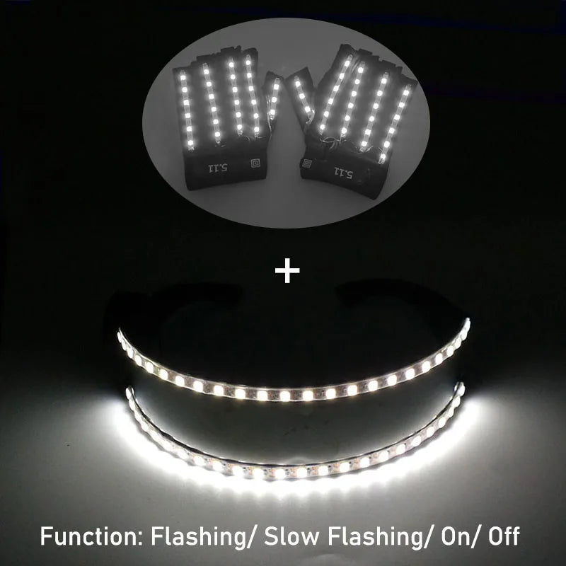 1set Luminous Glowing Glasses and Gloves Remote Control