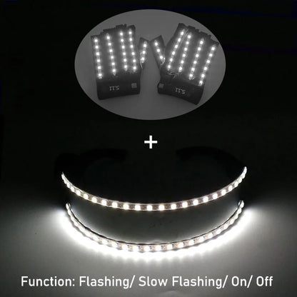 1set Luminous Glowing Glasses and Gloves Remote Control