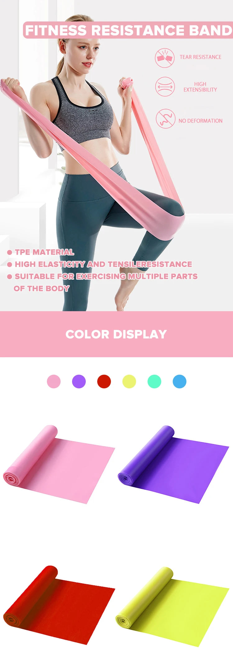 Length 200cm Yoga Pilates Stretch Resistance Band