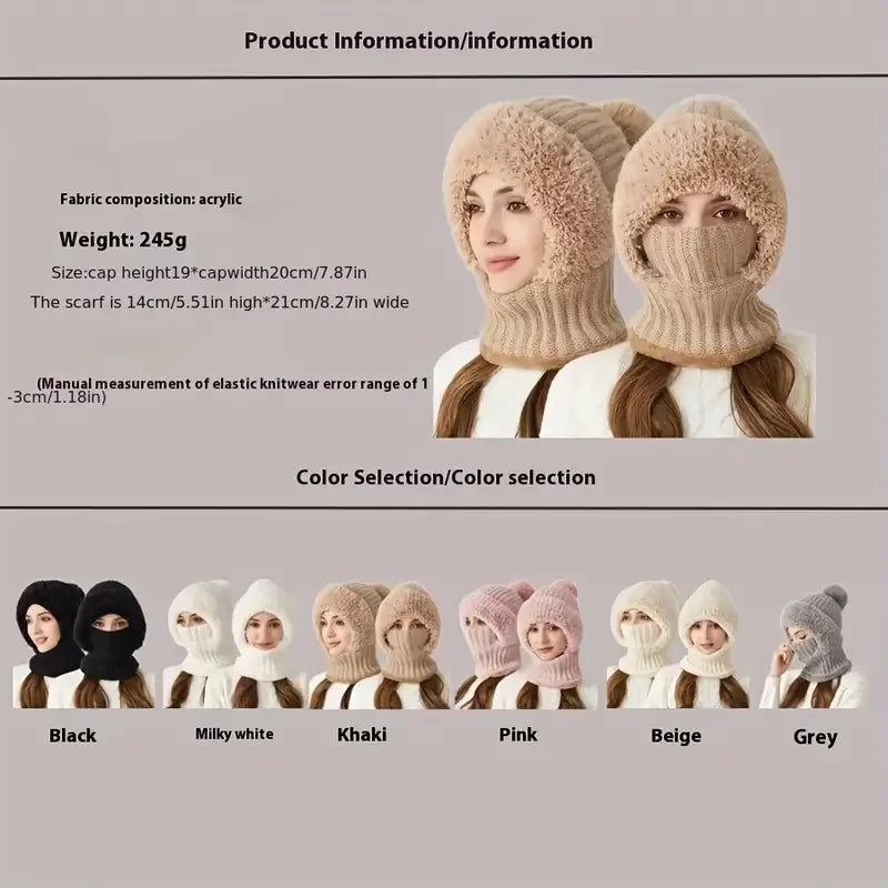 Thermal Fleece Knit Beanie with Ear Covers All-in-One
