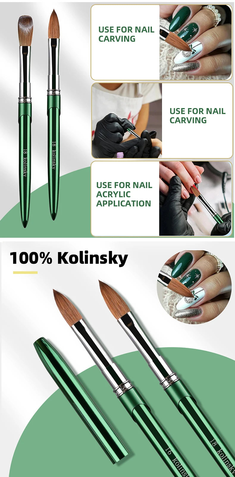New High Quality Kolinsky Acrylic Nail Brush Nail Tool