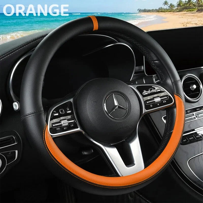 Napa Leather Steering Wheel Cover Non-Slip Inside