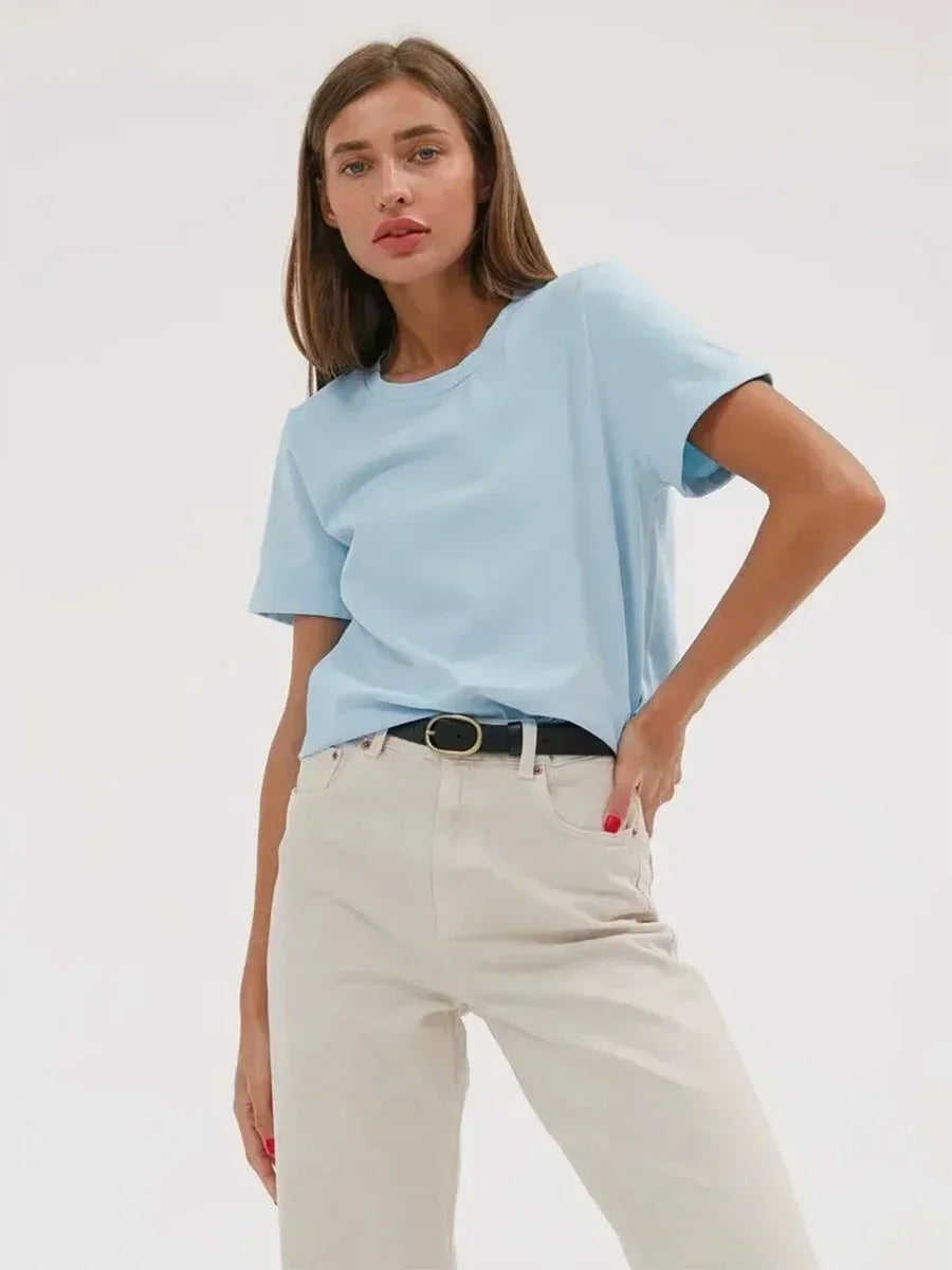 Bornladies Summer 100% Cotton Women's T-shirt Bottoming Tops