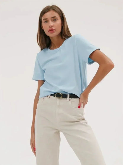 Bornladies Summer 100% Cotton Women's T-shirt Bottoming Tops