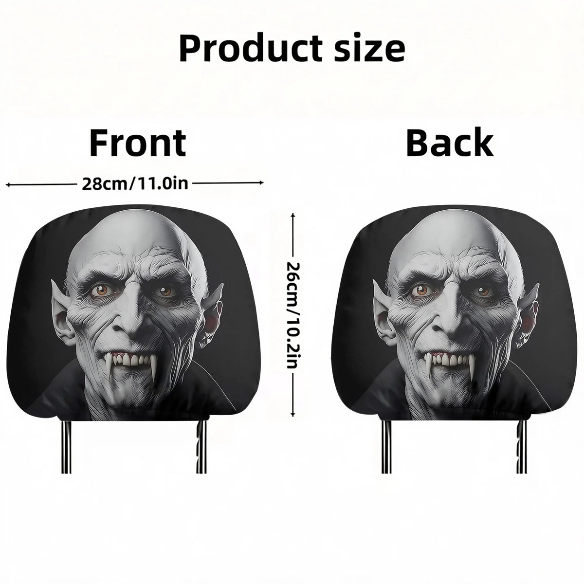 2pcs vampire-themed car headrest covers adding a spooky