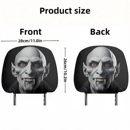 2pcs vampire-themed car headrest covers adding a spooky