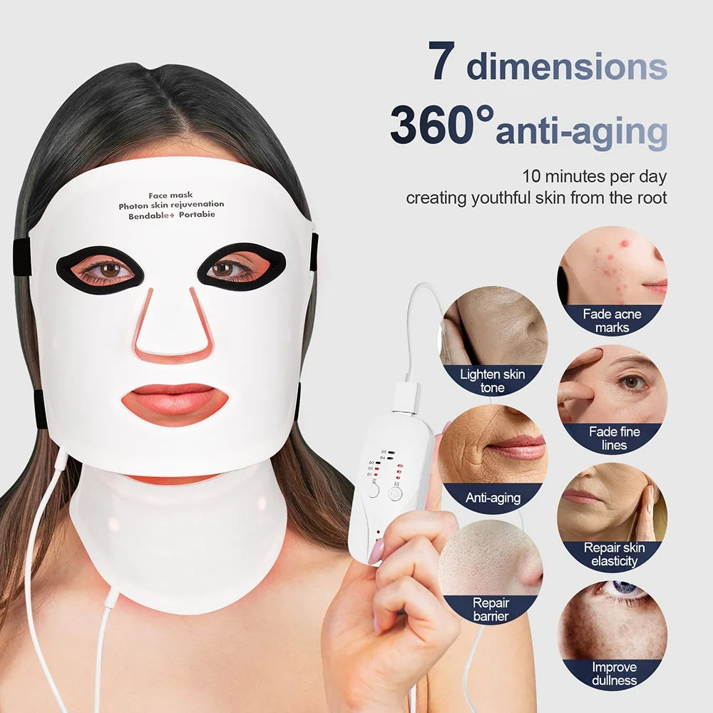 Silicone LED Mask Face With Neck 7 Colors LED Photo