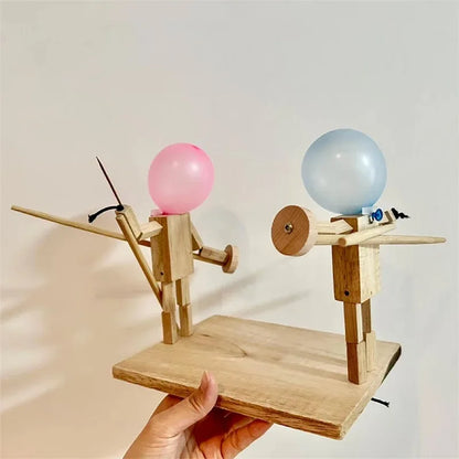 Balloon Bamboo Man Battle Handmade Wooden Fencing Puppet