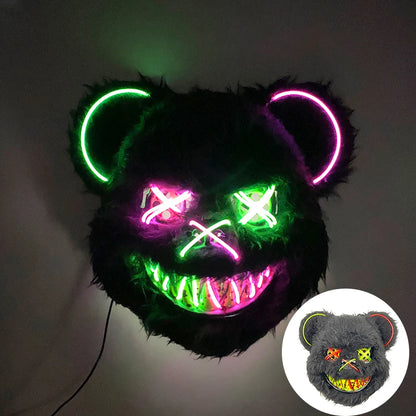 LED Bloody Rabbit Mask Glowing Killer Black Bear Mask Halloween