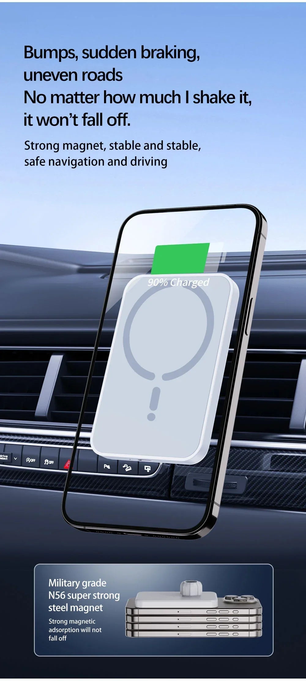 Magnetic Wireless Car Charger Air Outlet Phone Holder