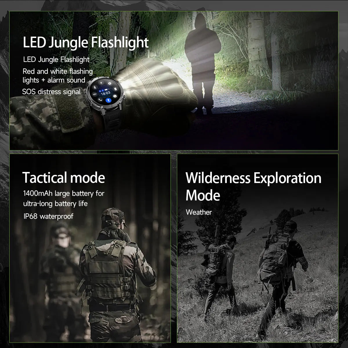 New TANK Ultra 1400mAh Battery Military Smart Watch