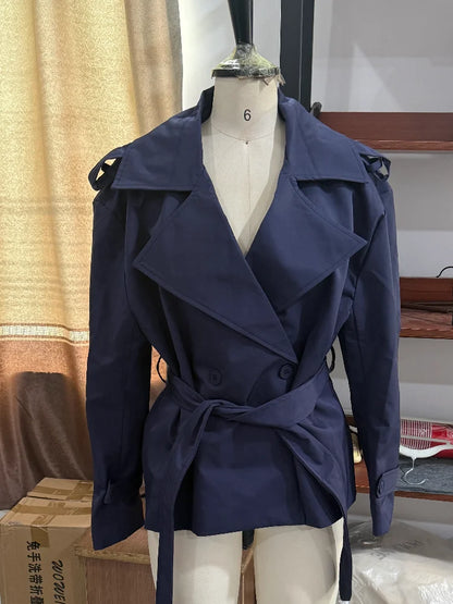Casual Solid Long Trench Coat Women Stand Collar