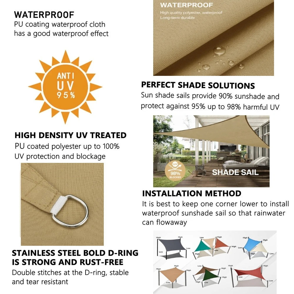 Waterproof Sun Shelter Triangle Sunshade Protection Outdoor