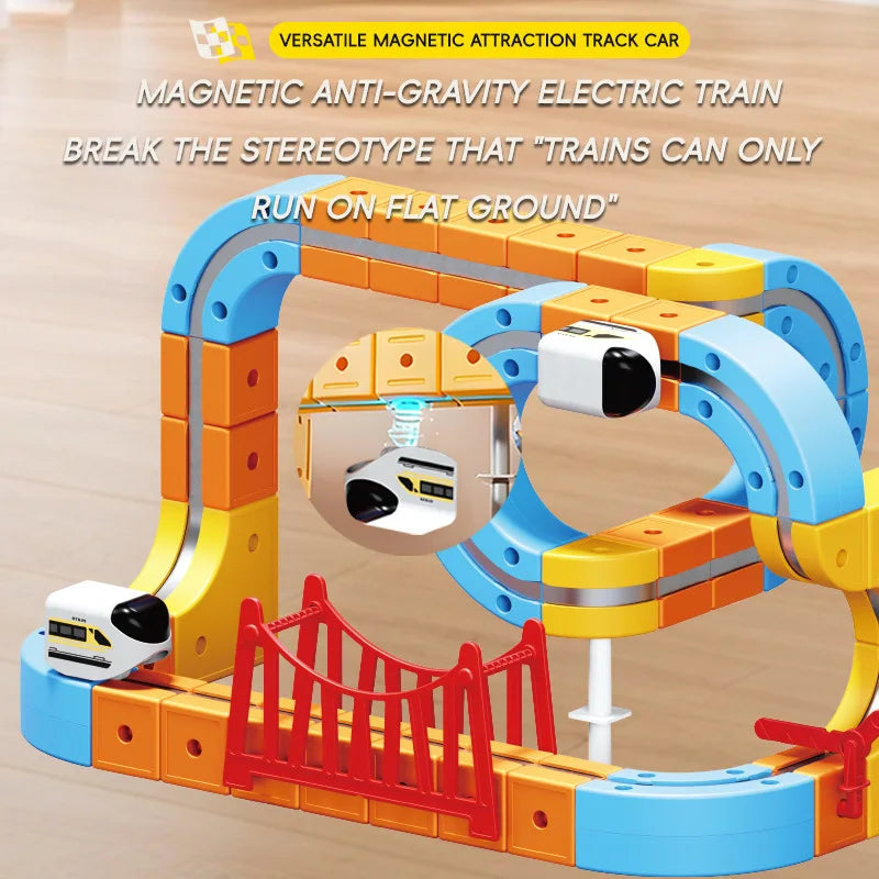 Magnetic Train Set DIY 3D Cube Track Electric Train Set