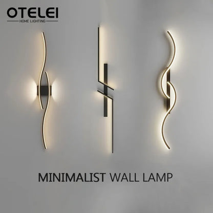 Long Strip LED Wall Lamp Modern Remote Control Dimming Living Roomdecor