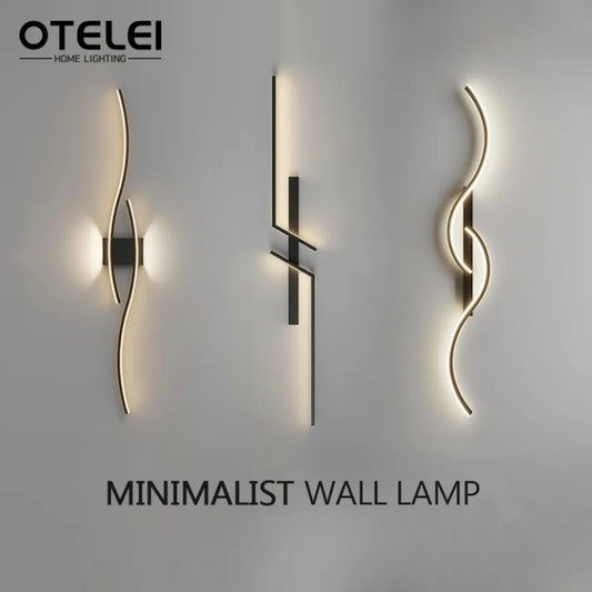 Long Strip LED Wall Lamp Modern Remote Control Dimming Living Roomdecor