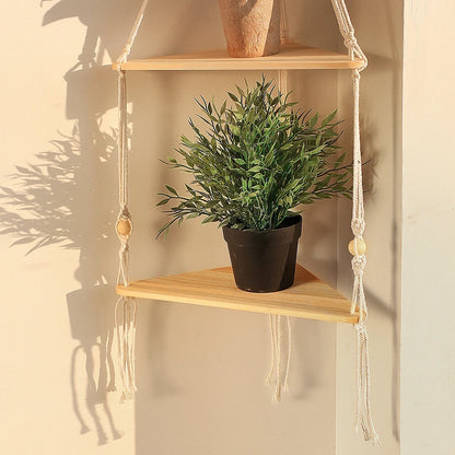 Floating Wall Shelf Wood Triangle Corner Display Stand