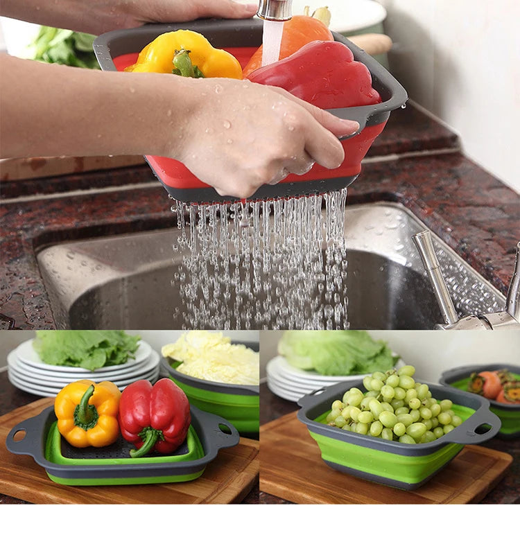 Silicone Folding Drainer Basket Portable Kitchen Strainer