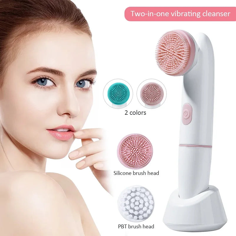 2 in 1 Face Brush Cleaning Electric Pores Deep Cleanser
