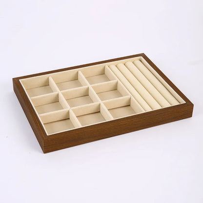 Solid Wood Jewelry Display Tray Stackable Storage