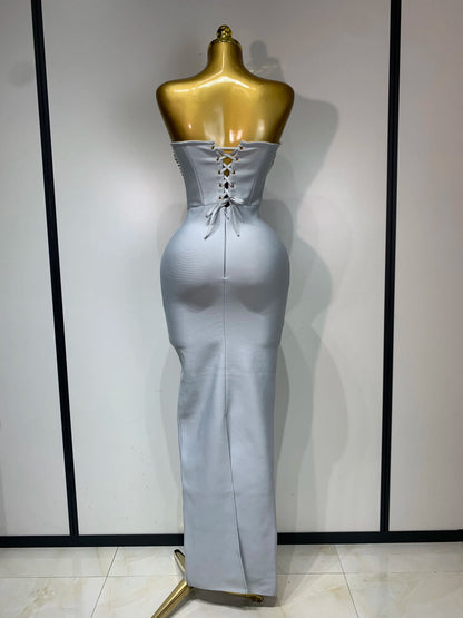 Women Sexy Strapless Backless Long Bandage Dress
