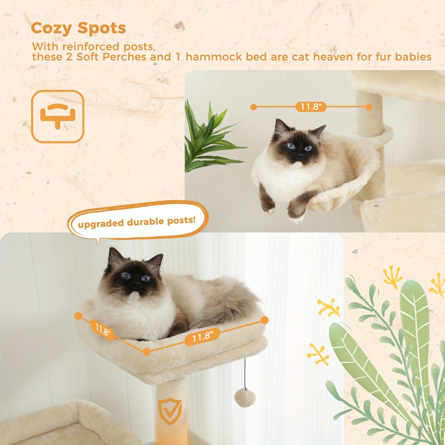 Cat Tree with Scratching Posts, Cat Tower Furniture