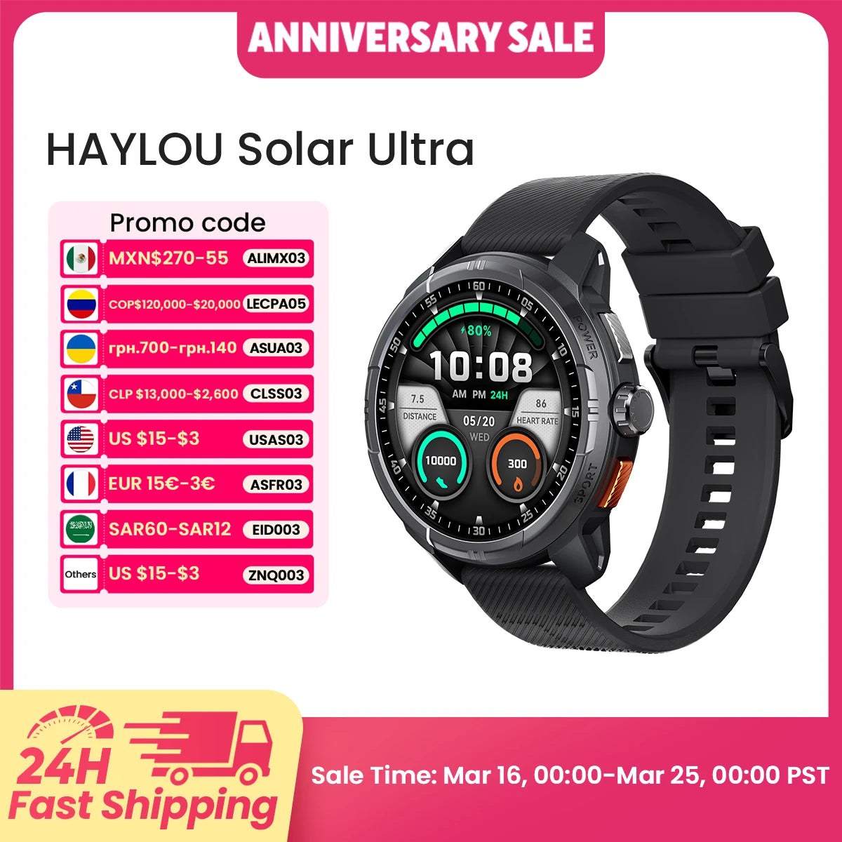 HAYLOU Solar Ultra GPS Smartwatch 1.6” AMOLED Display