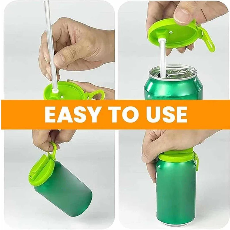 Portable Soda Can Lid Silicone Straw Soda Can Lid Reusable