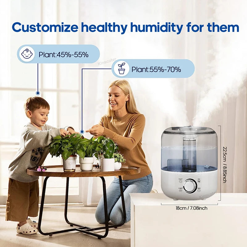 KINSCOTER 3L Air Humidifier Professional Large Capacity Home Humidifier Plant Mist