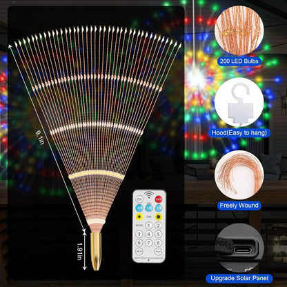 Solar Hanging Solar Outdoor Fireworks Light Solar 450 LED Starburst Ball