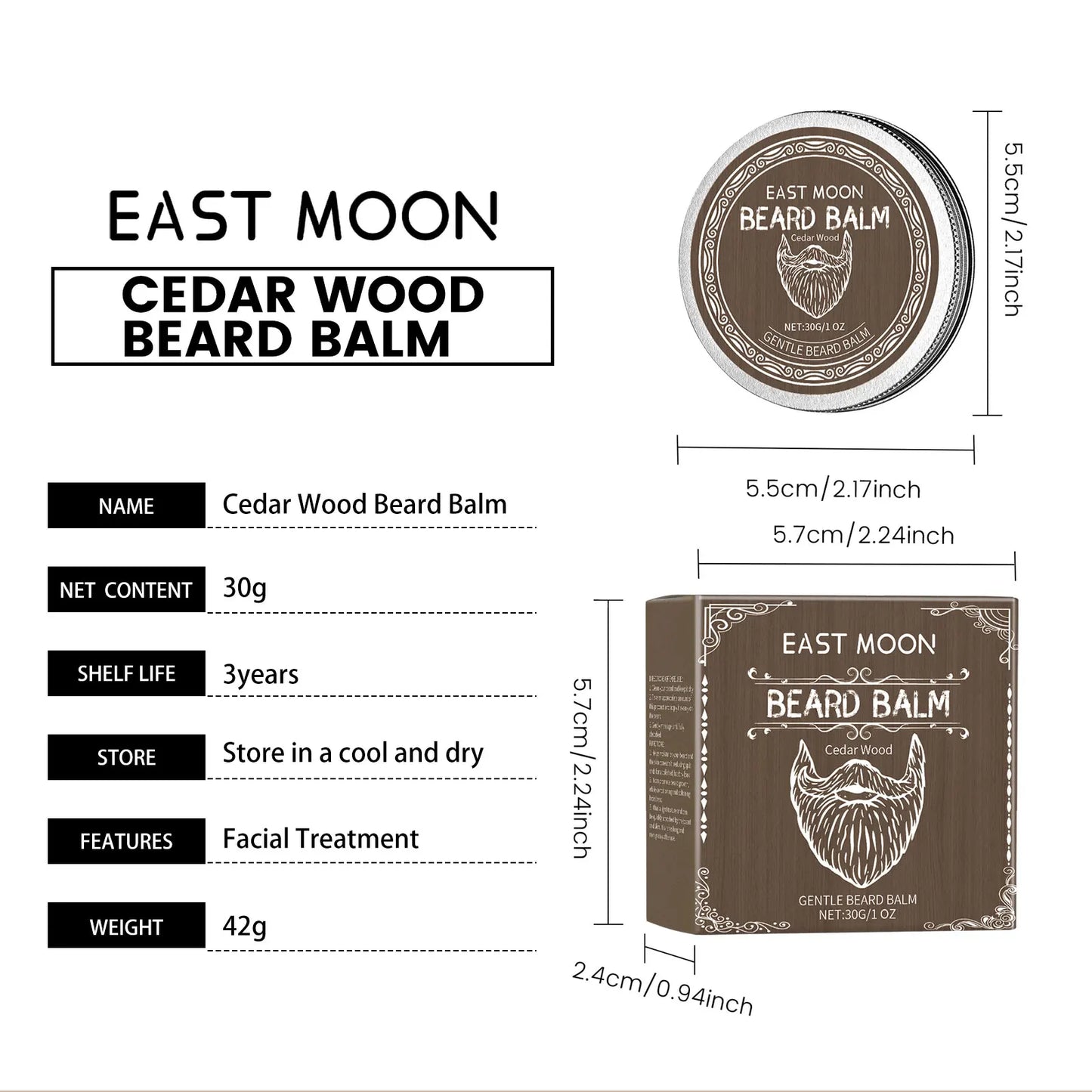 East Moon Men's Beard Wax Care Improve Smooths