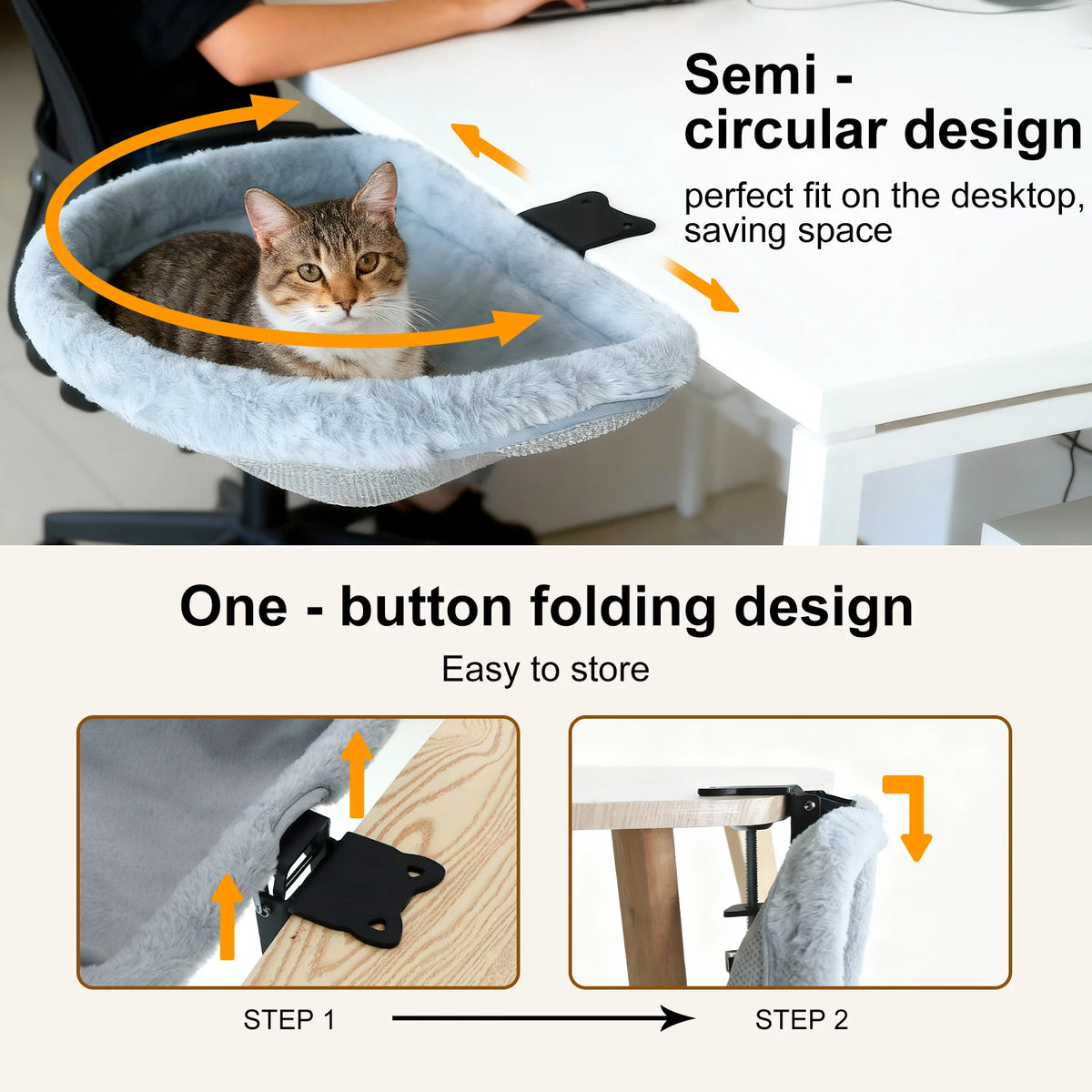 Cat Desk Bed One-Click Folding Sunken Design Space-Saving
