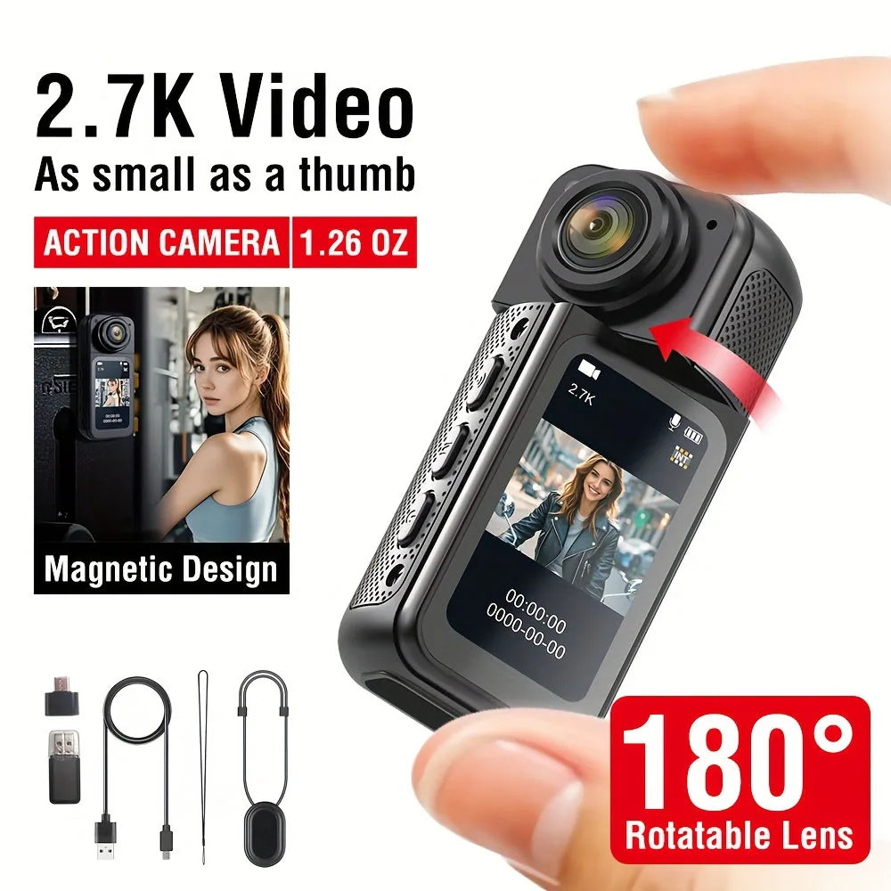 Motorcycle Mini Recorder 2.7K Finger Action Camera Lightweight